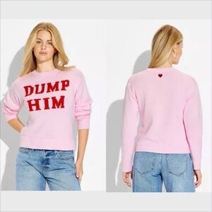 Women's "Dump Him" Crewneck Pullover Sweater Wild Fable Pink Quote XXS NWT